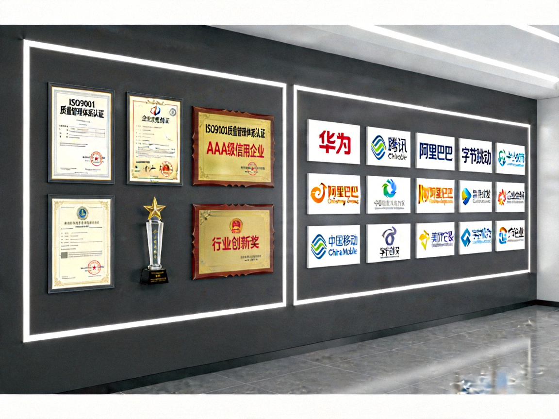 展示公司获得的行业资质认证与合作伙伴logo墙